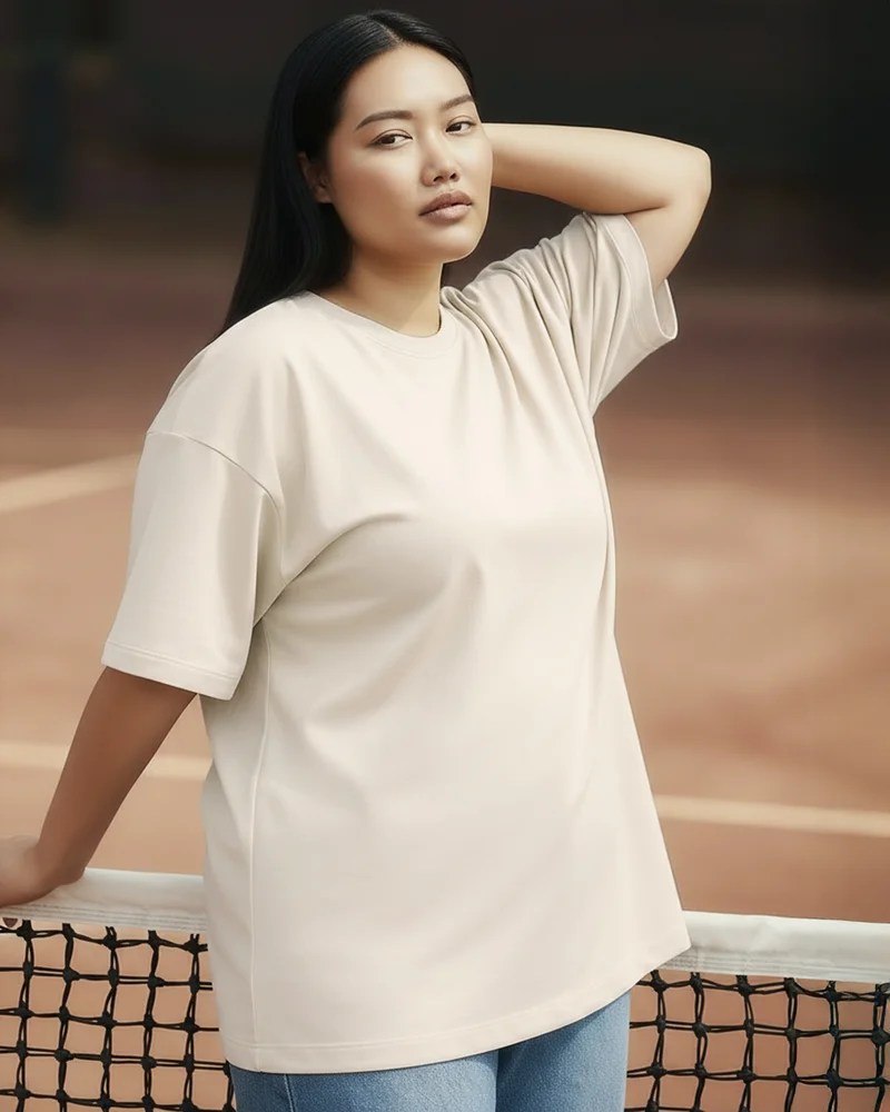 bewakoof Women's Off White Oversized Plus Size T-shirt